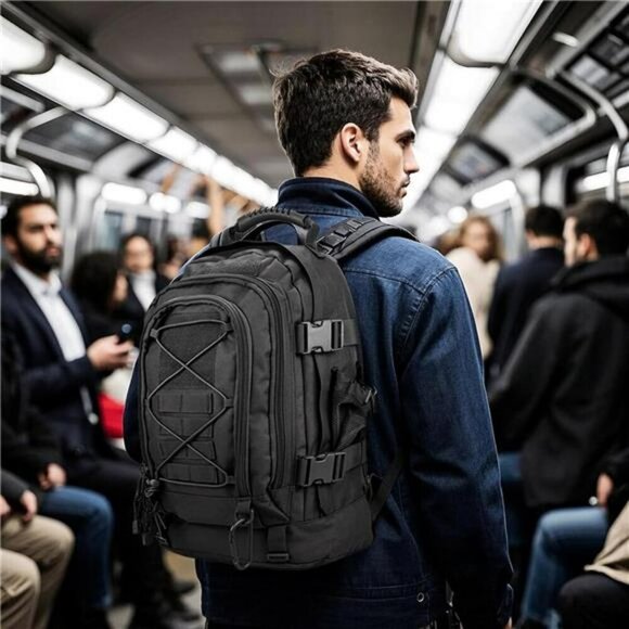 Tactical Military Backpack Molle 3 Day Pack Hiking Camping Travel Black - Picture 2 of 7